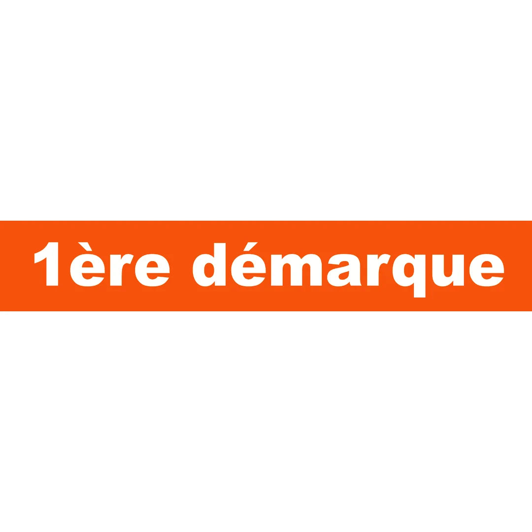 Affiche papier soldes 1ère démarque rouge-orangé format 21 × 118 cm pour vitrine de magasin