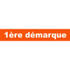 Affiche papier soldes 1ère démarque rouge-orangé format 21 × 118 cm pour vitrine de magasin