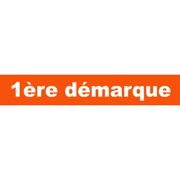 Affiche papier soldes 1ère démarque rouge-orangé format 21 × 118 cm pour vitrine de magasin
