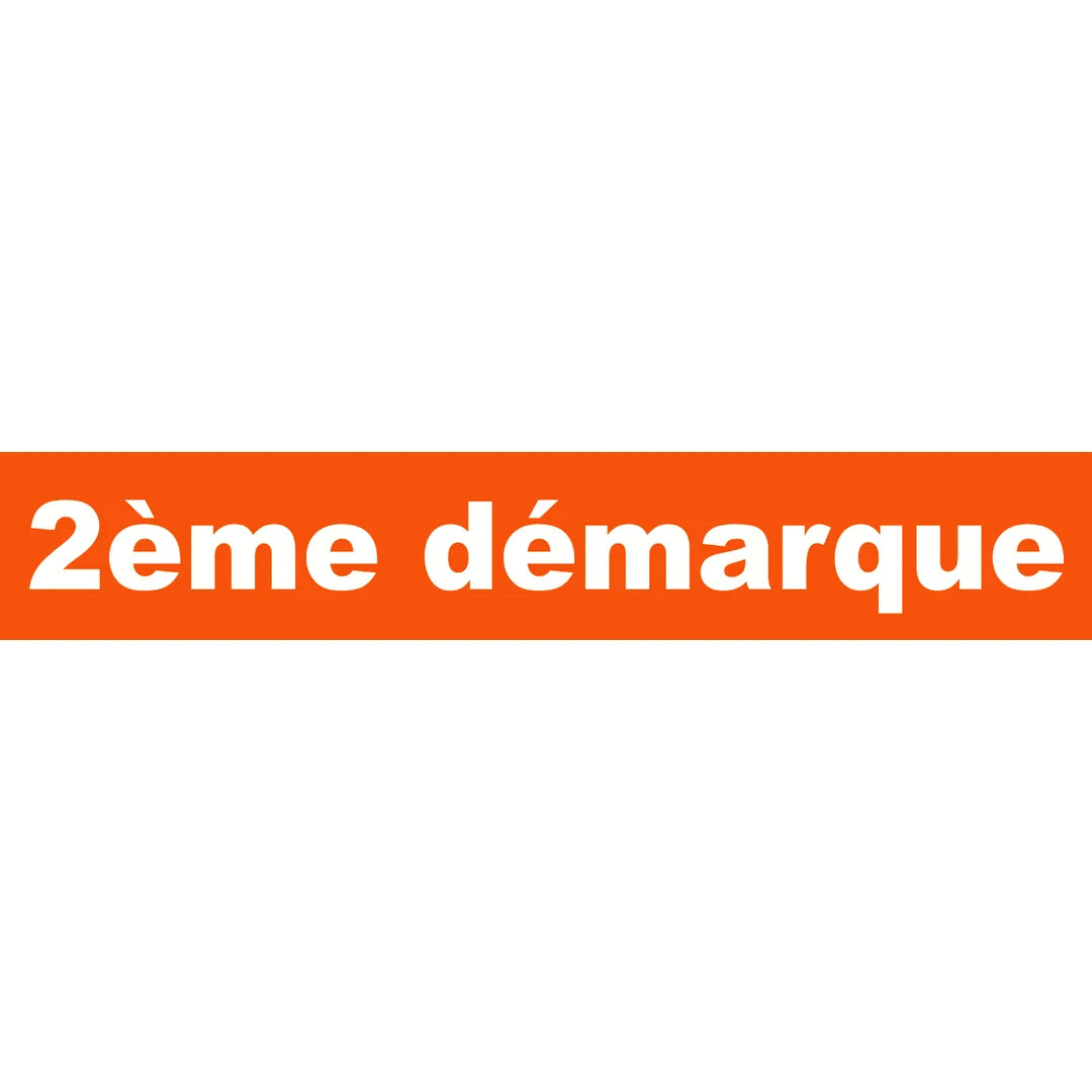Affiche papier soldes 2ème démarque rouge-orangé format 21 × 118 cm pour point de vente