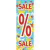 Affiche papier soldes été SALE format A1 – visuel estival bleu clair avec papillon et fleurs pour vitrine de magasin
