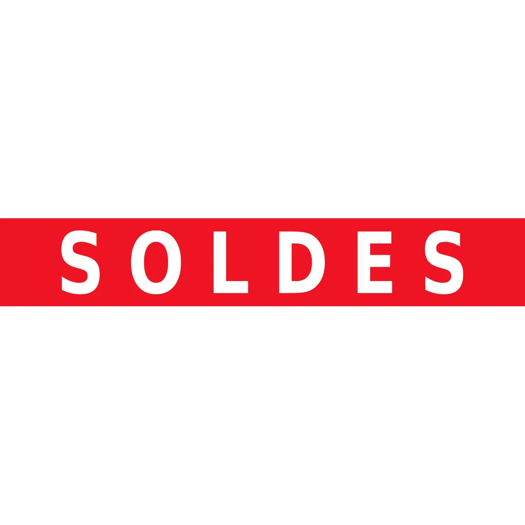 Affiche Soldes papier rouge 21 x 118 cm pour vitrine et signalétique magasin