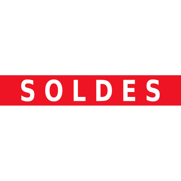 Affiche Soldes papier rouge 21 x 118 cm pour vitrine et signalétique magasin