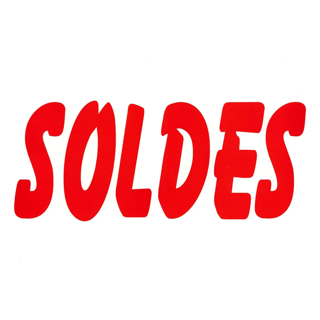 Affiche soldes 40×60 cm rouge sur blanc pour vitrine de magasin – signalétique promotionnelle professionnelle