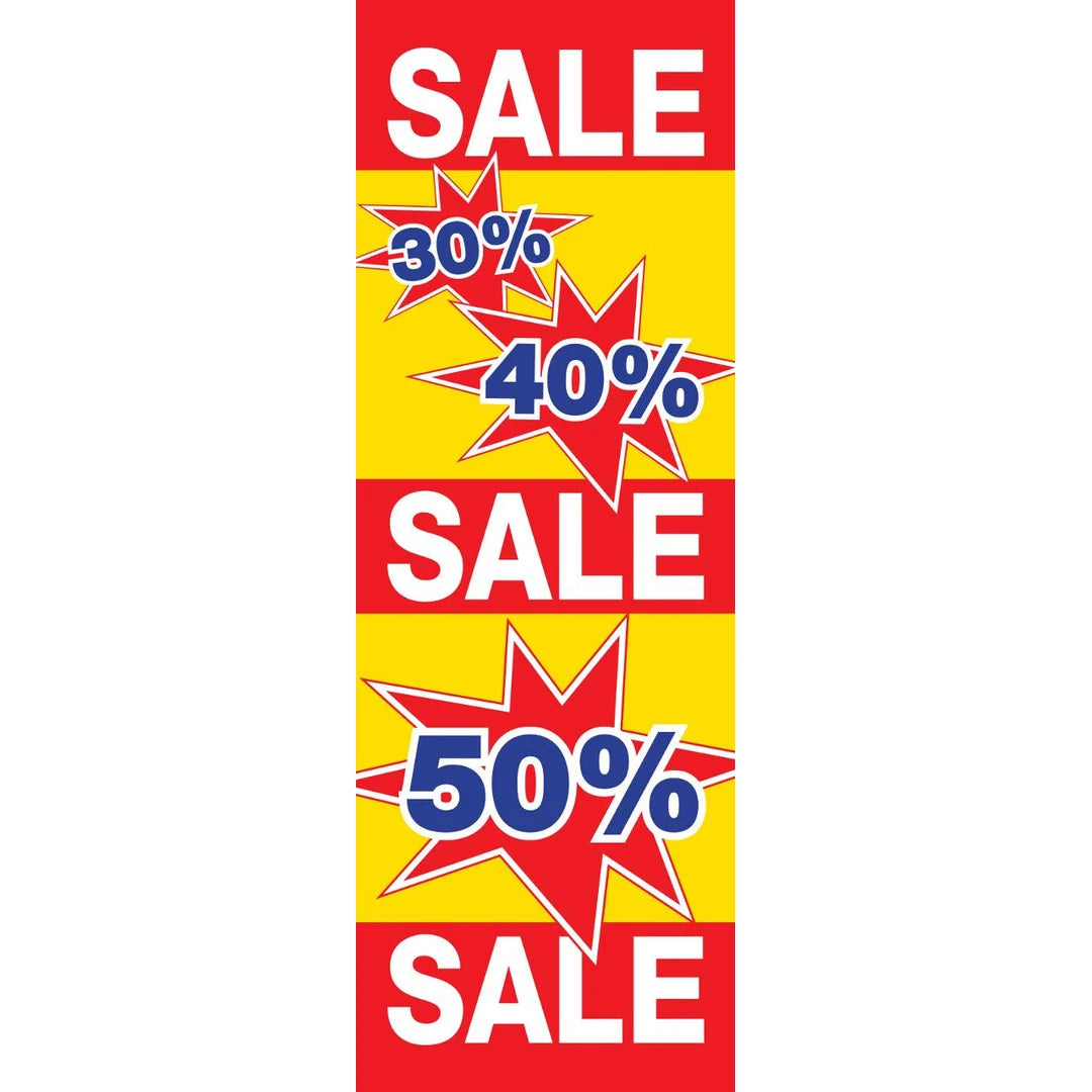 Affiche papier soldes SALE 30% 40% 50% trois couleurs format A1 pour vitrine de magasin