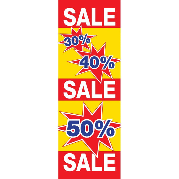 Affiche papier soldes SALE 30% 40% 50% trois couleurs format A1 pour vitrine de magasin