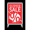 Affiche papier SUPERSALE blanc sur rouge format 48x138 cm pour soldes en magasin