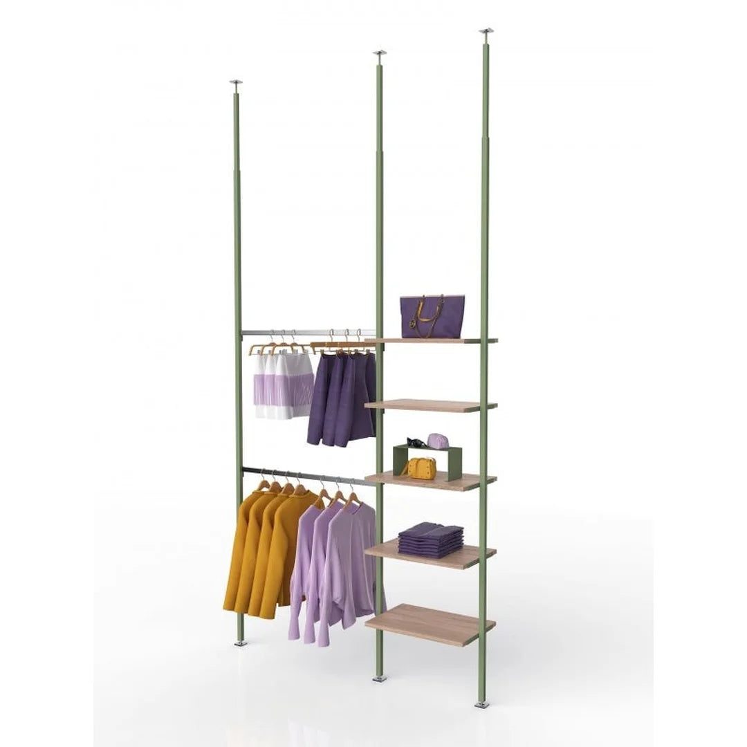 Système d'agencement sol-plafond Triplo acier 297 cm pour boutique et showroom