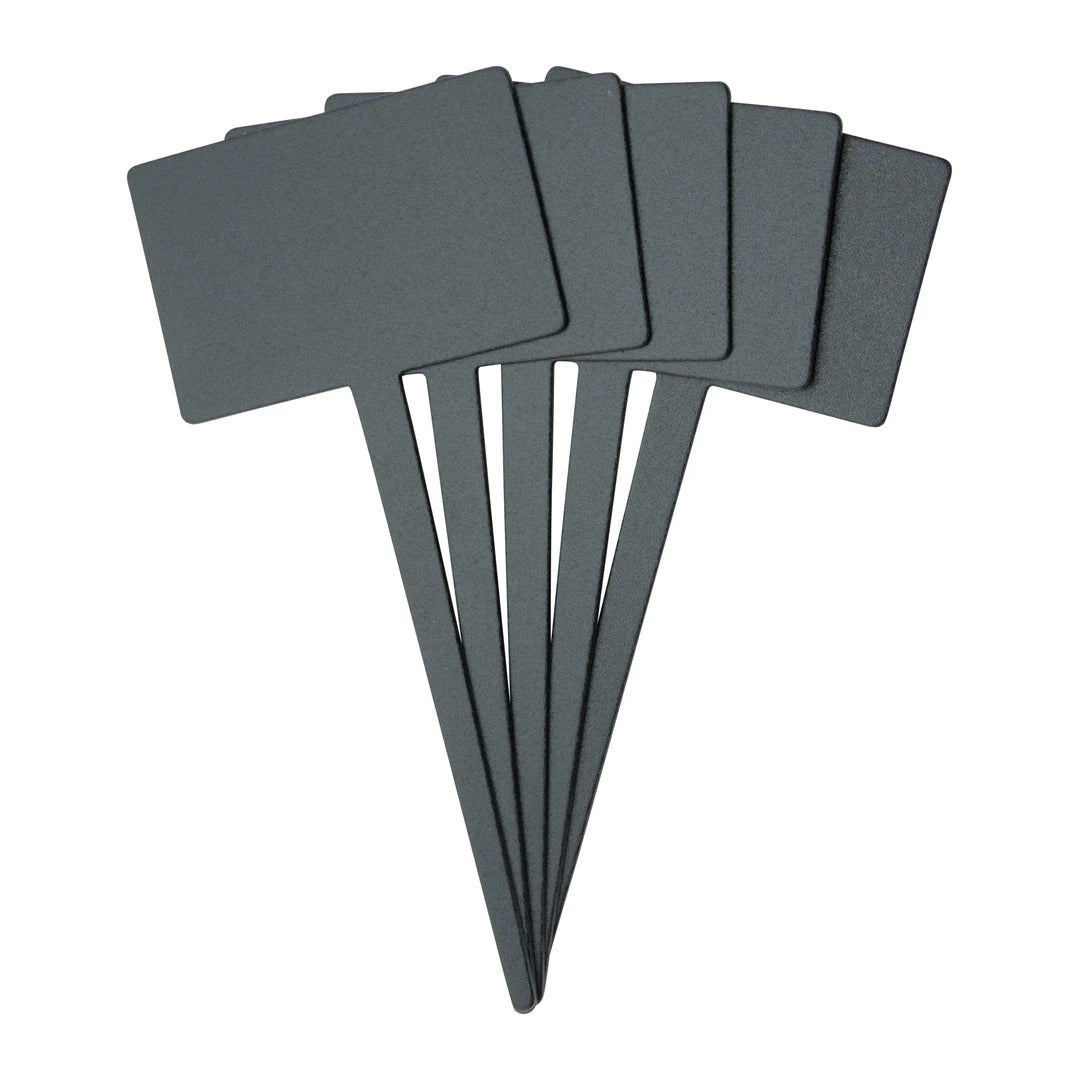 Lot de 5 ardoises silhouette rectangle noires 18 cm avec pic intégré et feutre-craie pour étiquetage en magasin