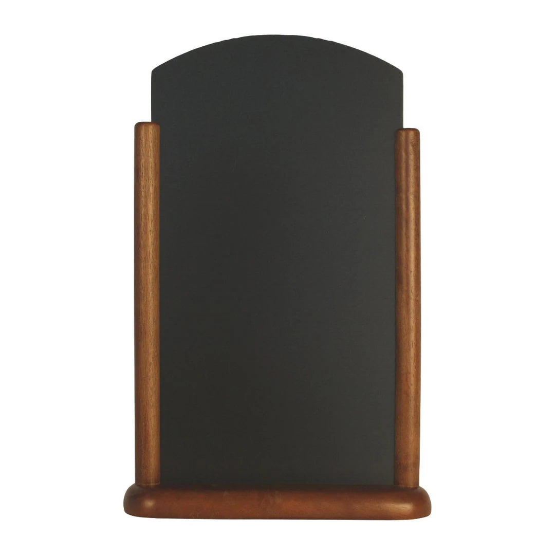 Ardoise de table en bois laqué marron foncé format 26x40 cm pour restaurant et boutique