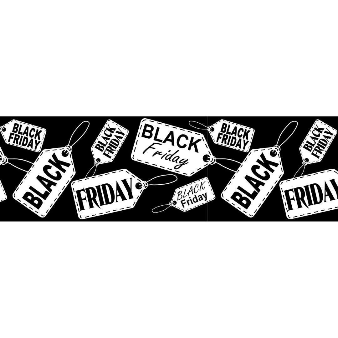 banderole Black Friday 15 cm x 10 m, rouleau promotionnel pour vitrines et commerces, idéale pour mettre en valeur vos offres spéciales.
