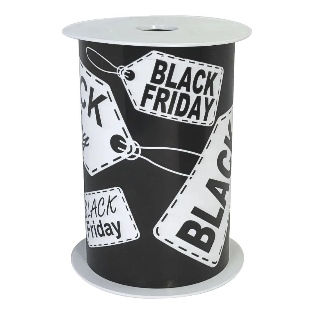Banderole Black Friday fond noir marquage blanc en polypropylène pour vitrine de magasin