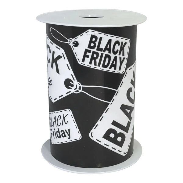 Banderole Black Friday fond noir marquage blanc en polypropylène pour vitrine de magasin