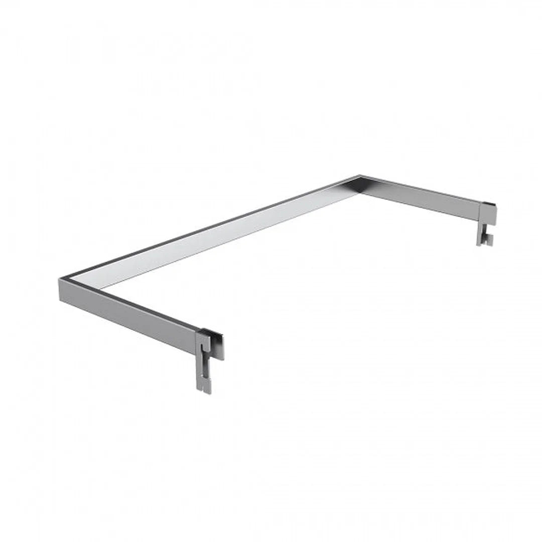 Barre penderie arrière pour système Triplo, tube métal 30×10 mm, présentation frontale vêtements en magasin