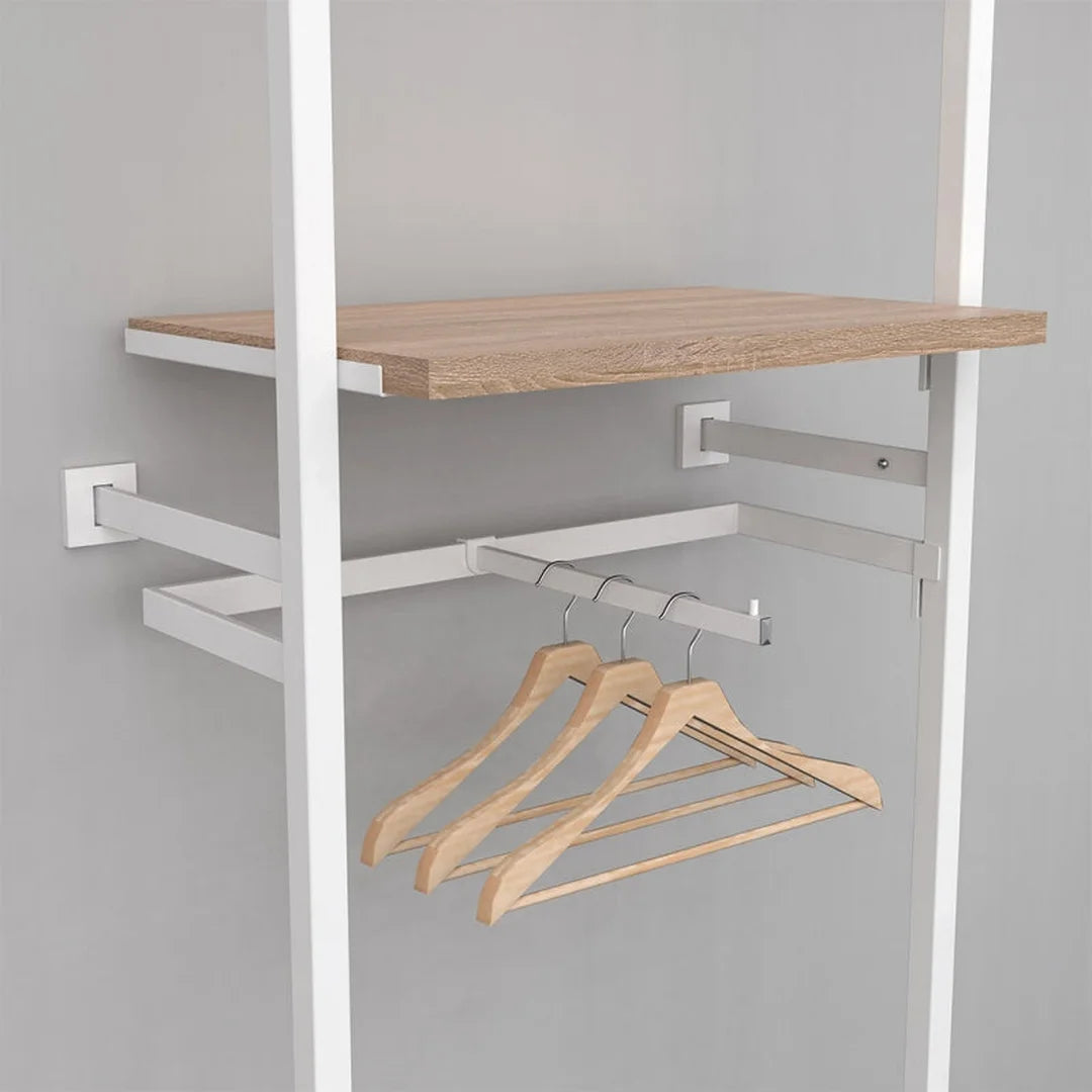 Détail barre penderie arrière Triplo en finitions chromé, noir mat, or mat et cuivre mat pour portant professionnel