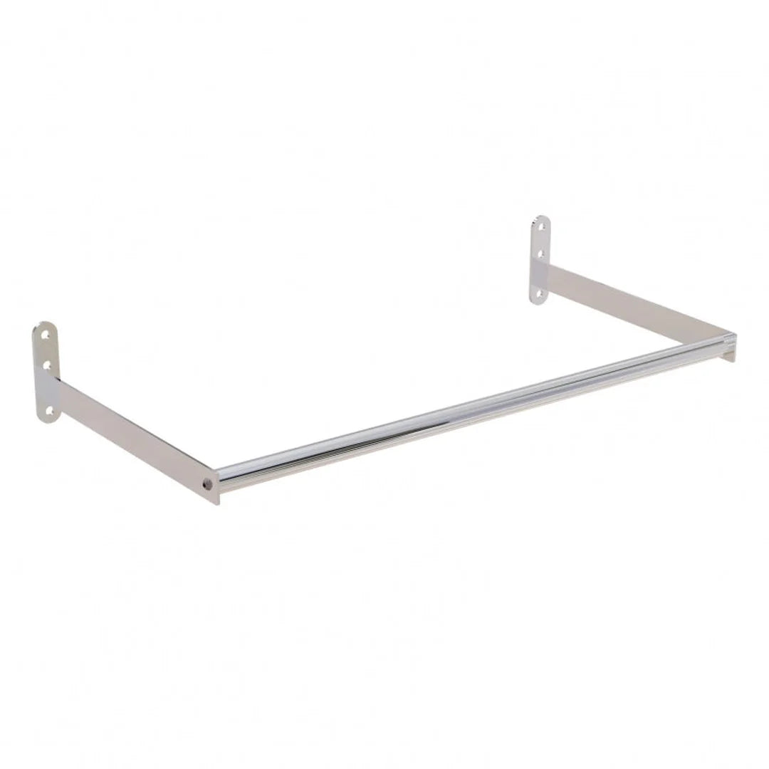 Barre penderie murale en tube chromé Ø 22 mm, longueur 90 cm, profondeur 30 cm, fixation murale pour boutique