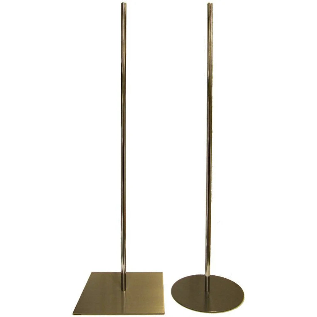 Base en acier brossé argent pour buste mannequin, vue d'ensemble des formats disponibles
