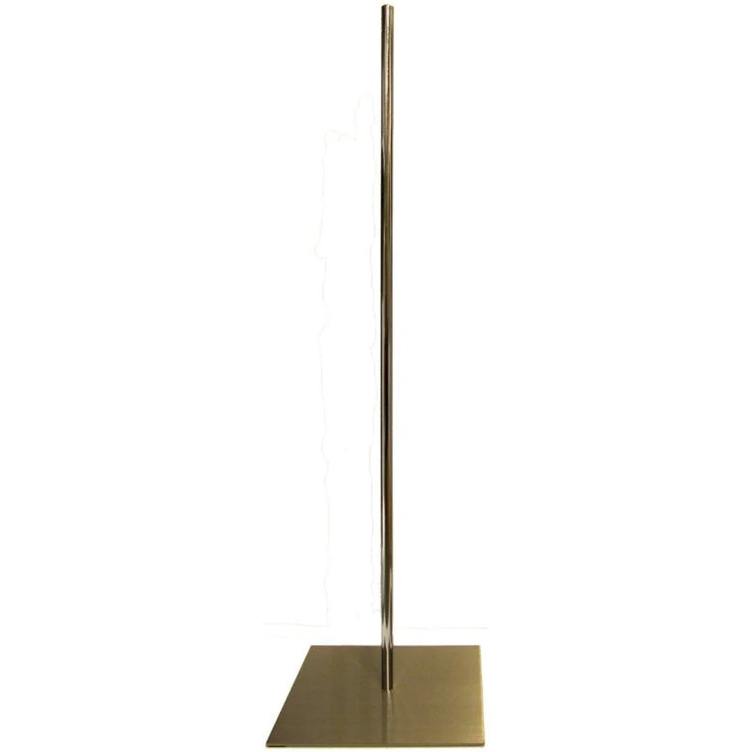Base carrée en acier brossé 33 × 33 cm pour buste mannequin, finition argent épurée