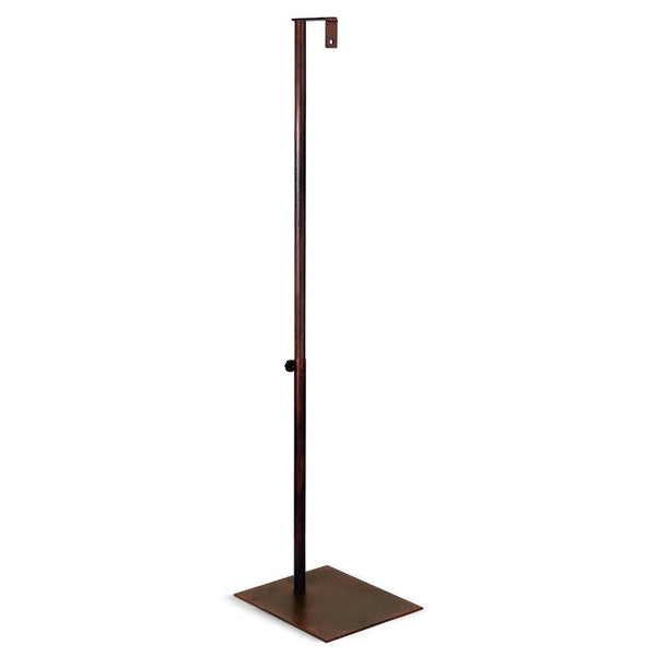 Base carrée vintage en métal laqué marron pour buste à attache nuque, hauteur réglable 140 cm