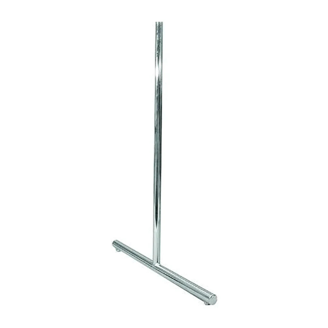 Base en T chromée pour grille à mailles 5x5 cm, dimensions 60 x 83,5 cm, agencement magasin