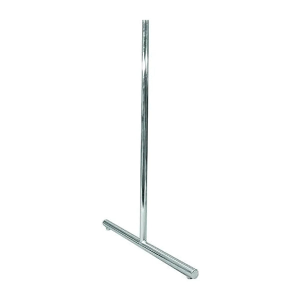 Base en T chromée pour grille à mailles 5x5 cm, dimensions 60 x 83,5 cm, agencement magasin