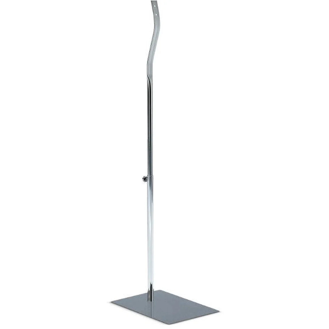 Base métallique chromée avec attache dos pour torse de présentation Energy, hauteur réglable 100–140 cm