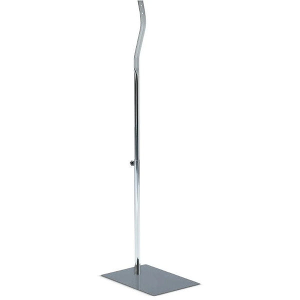 Base métallique chromée avec attache dos pour torse de présentation Energy, hauteur réglable 100–140 cm
