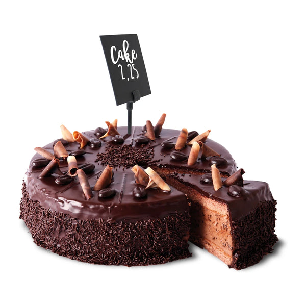 Bâtonnet noir pour étiquette ardoise tag posé sur présentoir de magasin