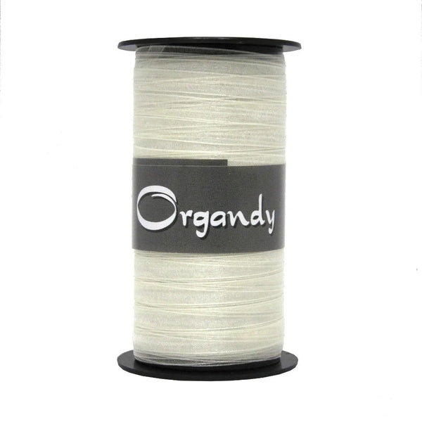 Bobine de ruban organdi semi-transparent crème 7 mm x 50 m pour compositions florales et pochettes cadeaux
