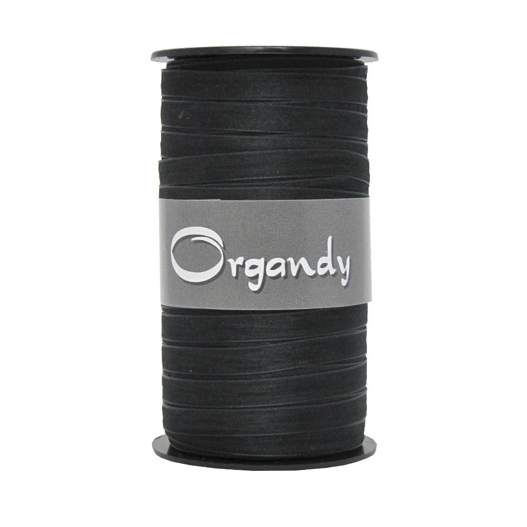 Bobine de ruban organdi semi-transparent noir 7 mm x 50 m pour boutiques cadeaux et fleuristes