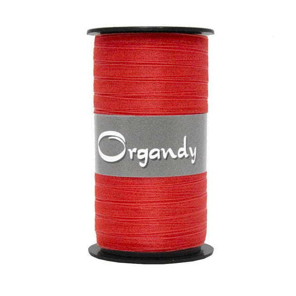 Bobine de ruban organdi semi-transparent rouge 7 mm x 50 m pour emballages cadeaux et compositions florales