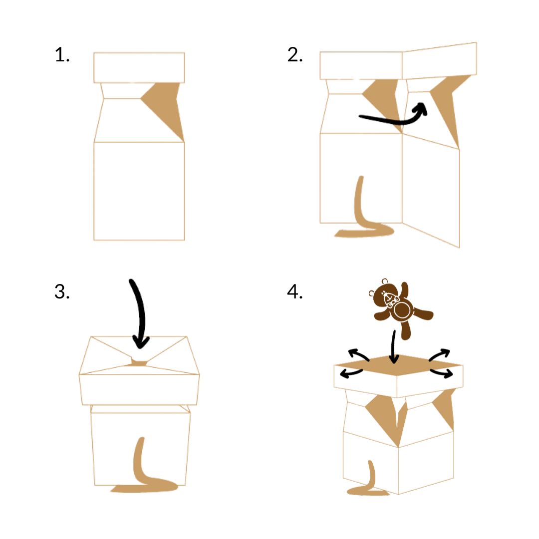 Boîte cube POP UP en kraft guide de montage
