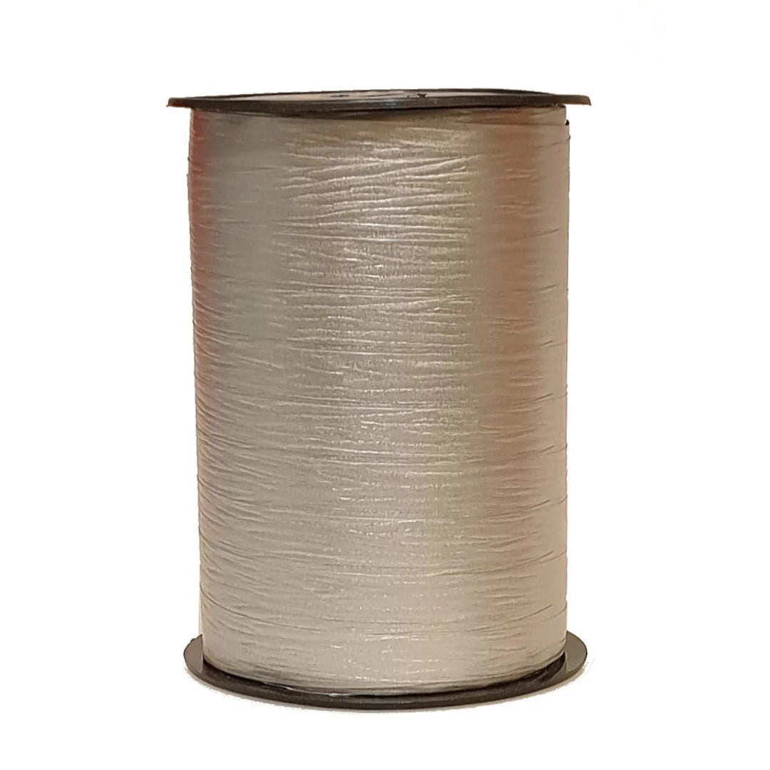 Bolduc crépon mat argent bobine 250 m pour boutique cadeaux et fleuriste