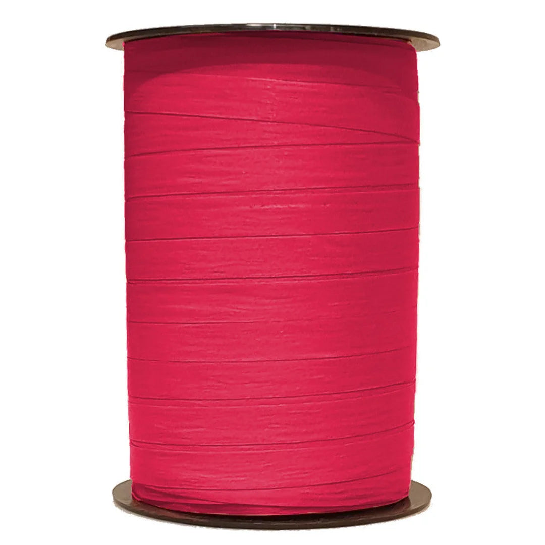 Bolduc crépon mat azalée bobine 250 m ruban rose vif pour boutique cadeaux