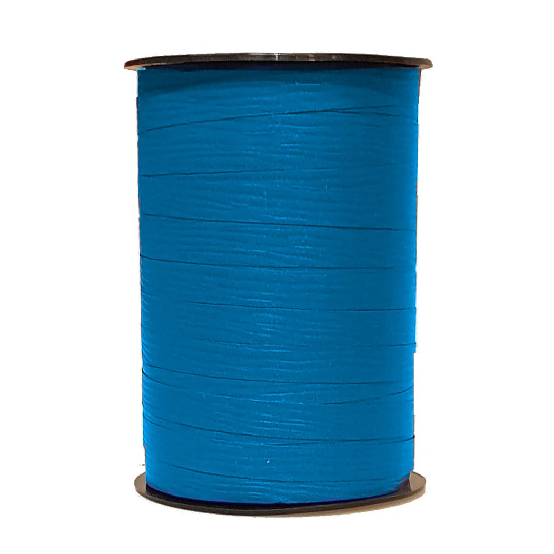 Bolduc crépon mat azur bobine 250 m ruban bleu clair emballage professionnel
