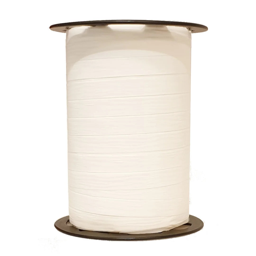 Bolduc crépon mat blanc bobine 250 m largeur 10 mm pour emballage professionnel