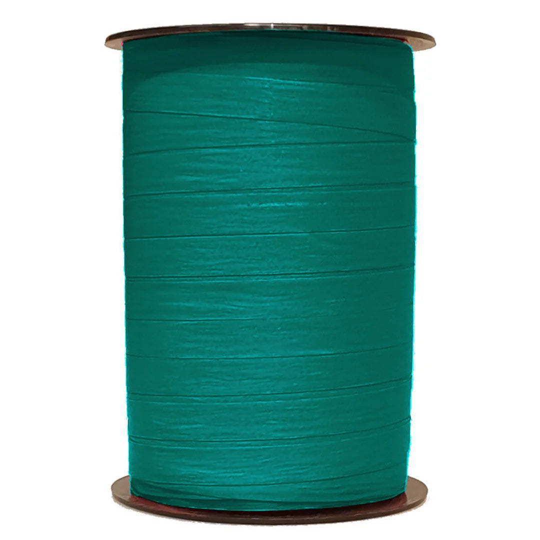Bolduc crépon mat canard bobine 250 m ruban vert bleuté emballage commerce