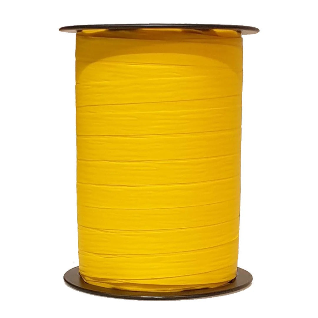 Bolduc crépon mat jaune bobine 250 m pour emballage cadeau professionnel