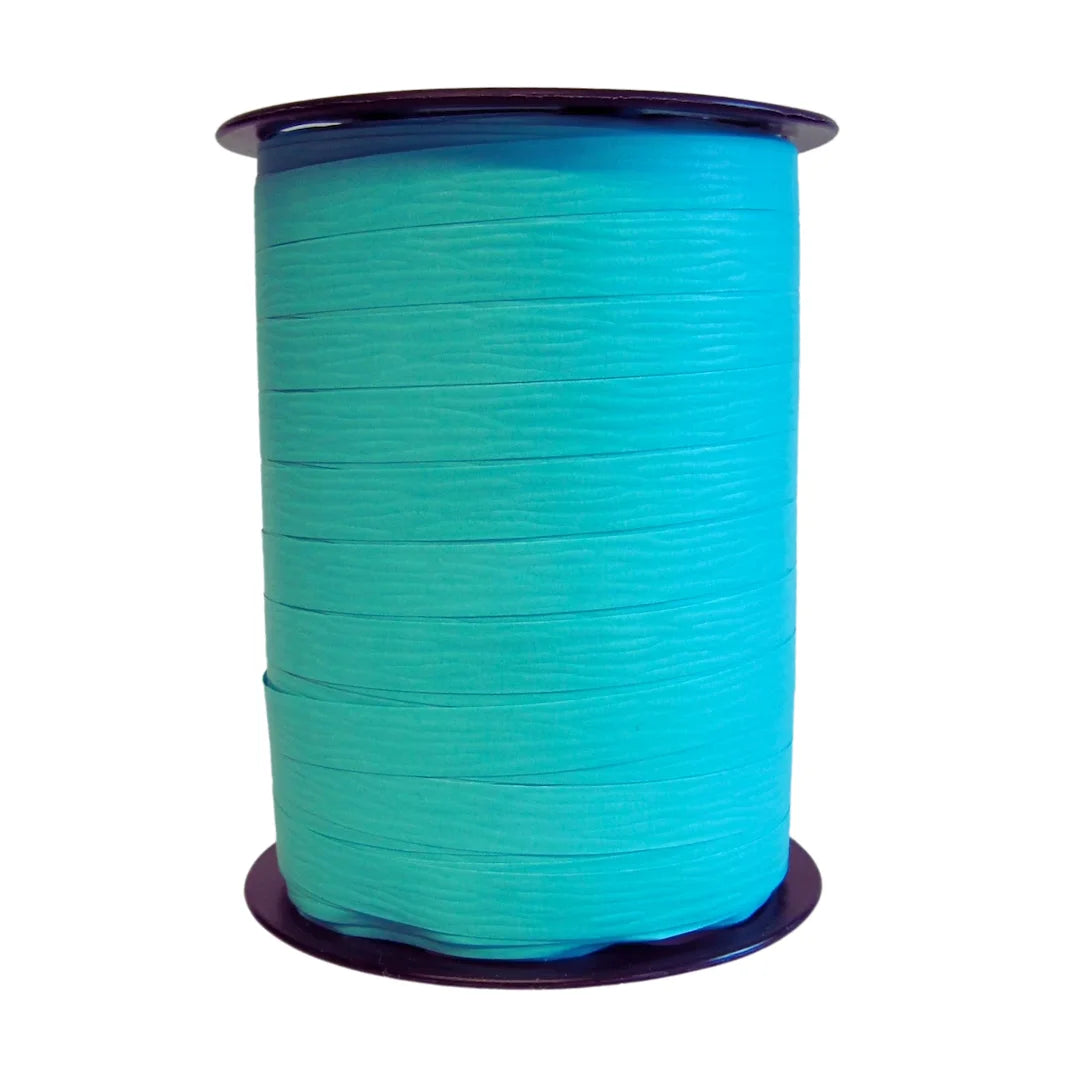 Bolduc crépon mat lagon bobine 250 m ruban bleu-vert emballage professionnel