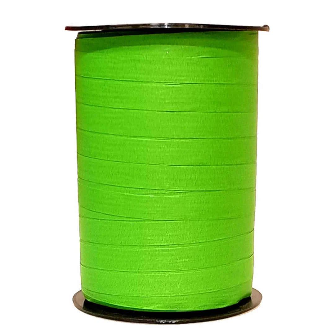 Bolduc crépon mat pomme bobine 250 m ruban vert vif emballage commerce