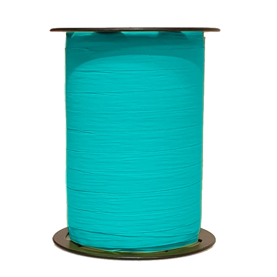 Bolduc crépon mat turquoise bobine 250 m pour boutique cadeaux et fleuriste