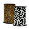 Bobines de bolduc imprimé animaux 10 mm x 225 m – tigre, vache, zèbre et léopard