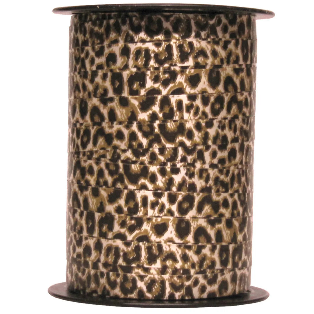 Bobine de bolduc imprimé motif léopard 10 mm x 225 m pour magasin et boutique cadeaux