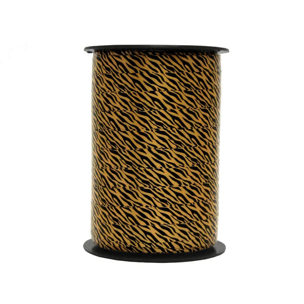 Bobine de bolduc imprimé motif tigre 10 mm x 225 m pour emballage cadeau