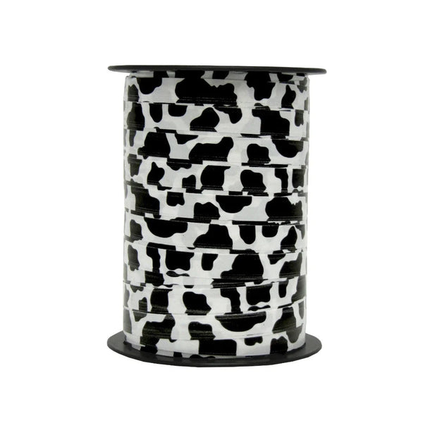 Bobine de bolduc imprimé motif vache 10 mm x 225 m pour fleuriste et boutique
