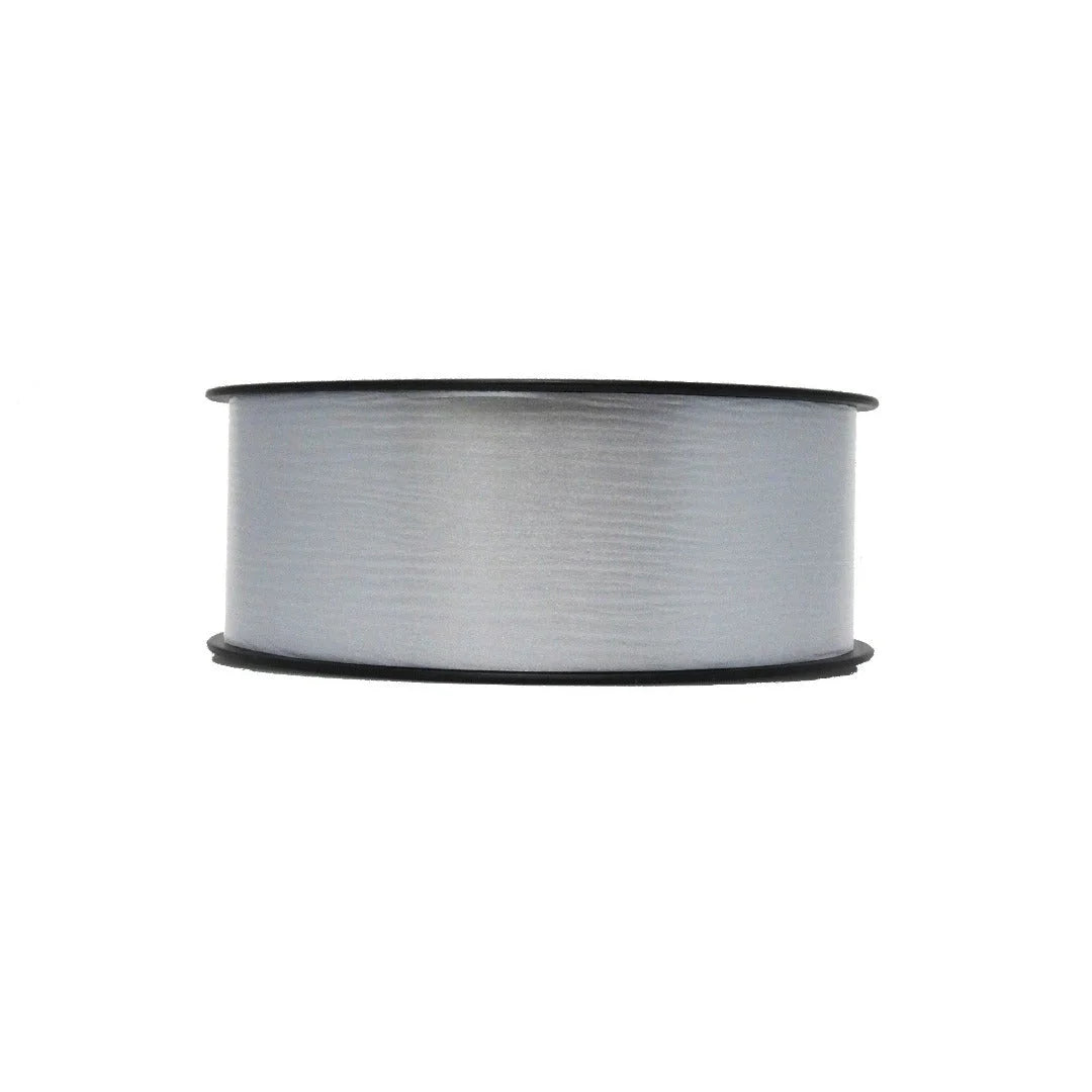 Bobine de bolduc mat crépon coloris argent – largeur au choix, 50 m, pour emballage cadeau professionnel
