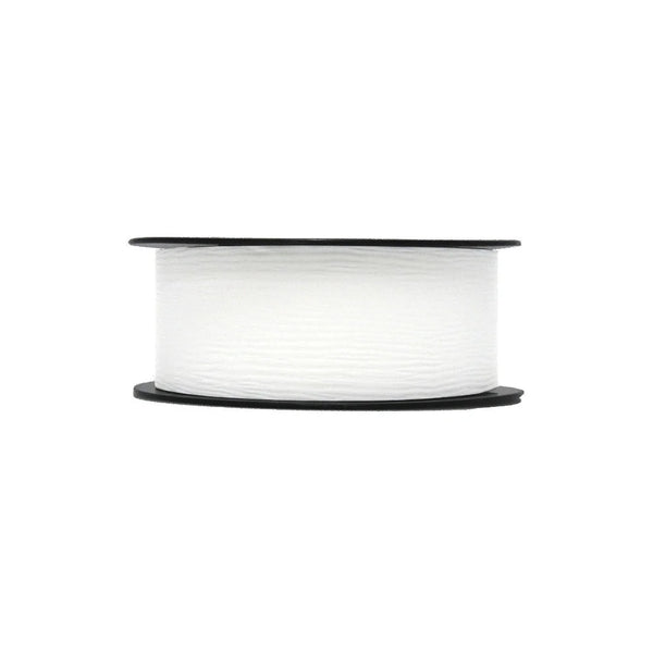 Bobine de bolduc mat crépon coloris blanc – 19, 25 ou 50 mm, 50 m, emballage boutique et fleuristerie