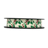 Bolduc imprimé motif gui sur fond or, largeur 25 mm, bobine 100 m pour emballages cadeaux professionnels