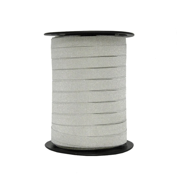Bobine de bolduc paillettes argent 10 mm x 100 m pour emballages cadeaux et compositions florales