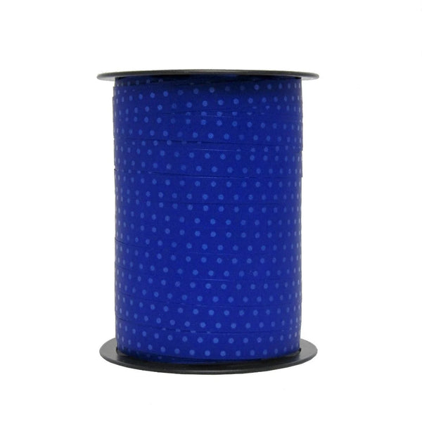 Bolduc imprimé pois brillants bleu 10 mm bobine 225 m pour emballage et décoration boutique